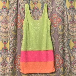 Sparkly sherbet mini cocktail dress